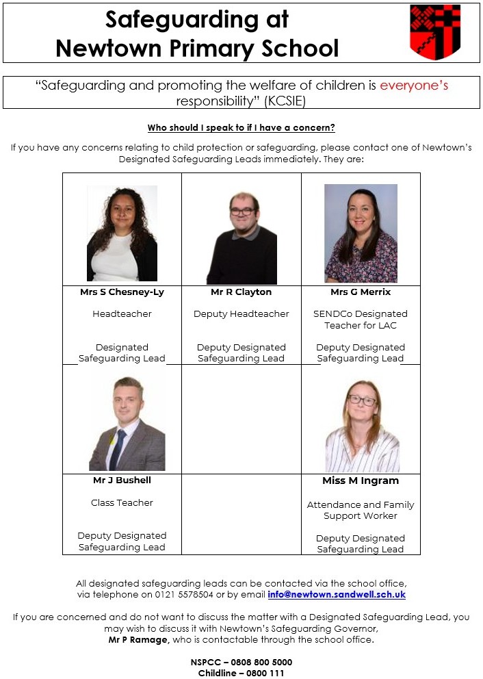 Poster showing the designated safeguarding leads in the school.